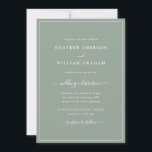 Convite para Casamento de Script Verde Sage<br><div class="desc">Convite De Casamento De Sage Green Script. Faça seu convite de casamento tão memorável quanto seu dia especial com este design e na moda. Apresentando um olhar simples e minimalista com um toque clássico tradicional, este convite moderno apenas para texto apresenta um script de caligrafia com uma imagem clássica verde-sábio...</div>