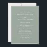 Convite para Casamento de Script Verde Sage<br><div class="desc">Convite De Casamento De Sage Green Script. Faça seu convite de casamento tão memorável quanto seu dia especial com este design e na moda. Apresentando um olhar simples e minimalista com um toque clássico tradicional, este convite moderno apenas para texto apresenta um script de caligrafia com uma imagem clássica verde-sábio...</div>