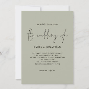 Convite para Casamento de Script Verde Simples Sag