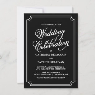 Convite para Casamento de Script Whimsical Branco