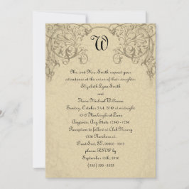 Convite para Casamento de Scroll Monograma Steampu
