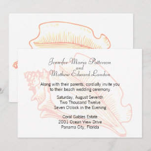 Convite para Casamento de Seashell do Tema de Prai