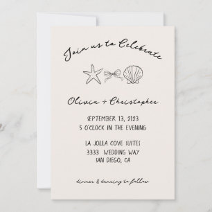 Convite para Casamento de Seashell e Coquette de E