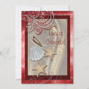Convite para Casamento de Seashell Red Beach