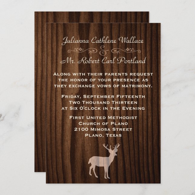 Convite para Casamento de Selvagens Selvagens de M (Frente/Verso)