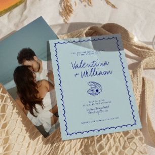 Convite para Casamento de Shell do Mediterrâneo Az