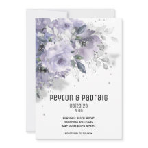 Convite para Casamento de Silver Mauve Silver com 
