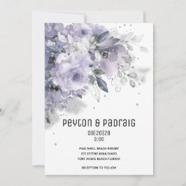 Convite para Casamento de Silver Mauve Silver com