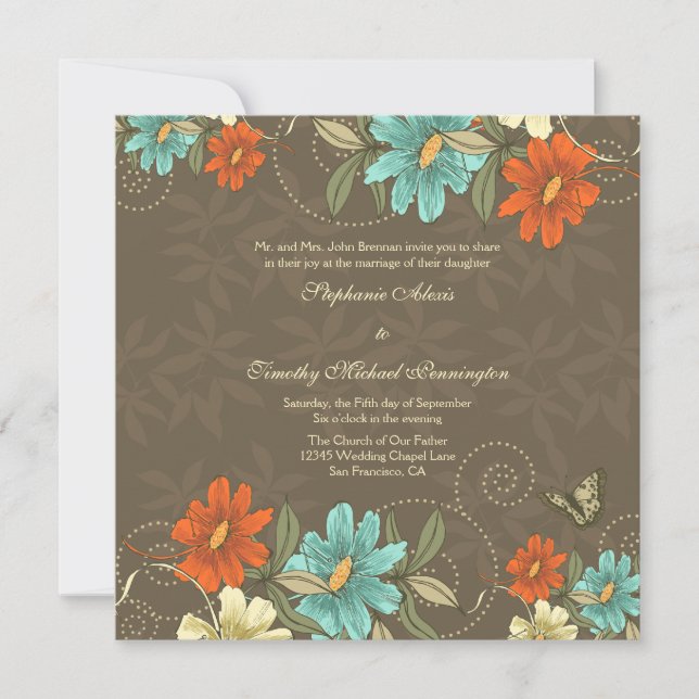 Convite para casamento de sorvete de laranja de mo (Frente)