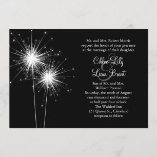 Convite para Casamento de Sparkler (preto)
