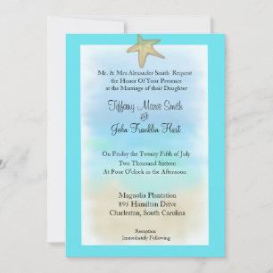 Convite para Casamento de Starfish Seashell