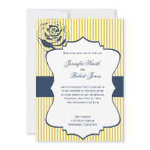 Convite para Casamento de Stripe Amarelo Azul Mode