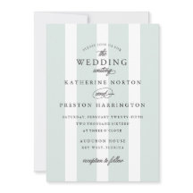 Convite para Casamento de Stripes Clássicas em Azu