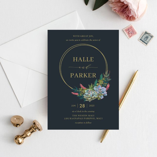 Convite para Casamento de Suculentes Modernos (Criador carregado)