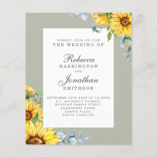 Convite para Casamento de Sunflower Eucalyptus