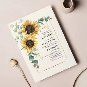 Convite para Casamento de Sunflower Eucalyptus