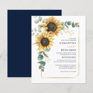 Convite para Casamento de Sunflower Greenery