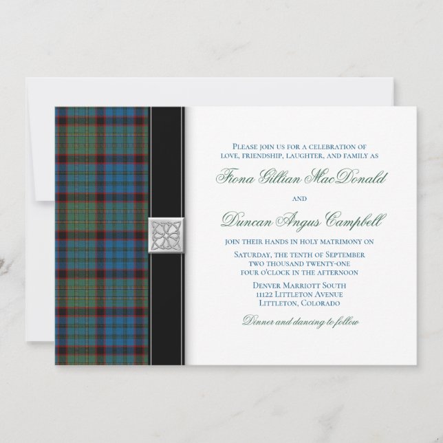 Convite para Casamento de Tartan Caça MacNicol (Frente)