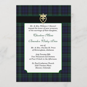 Convite para Casamento de Tartan do Classic Black 