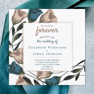 Convite para Casamento de Teal e Beige Quadrados