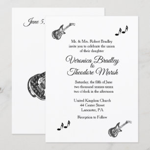 Convite Para Casamento De Tema De Violão Elétric
