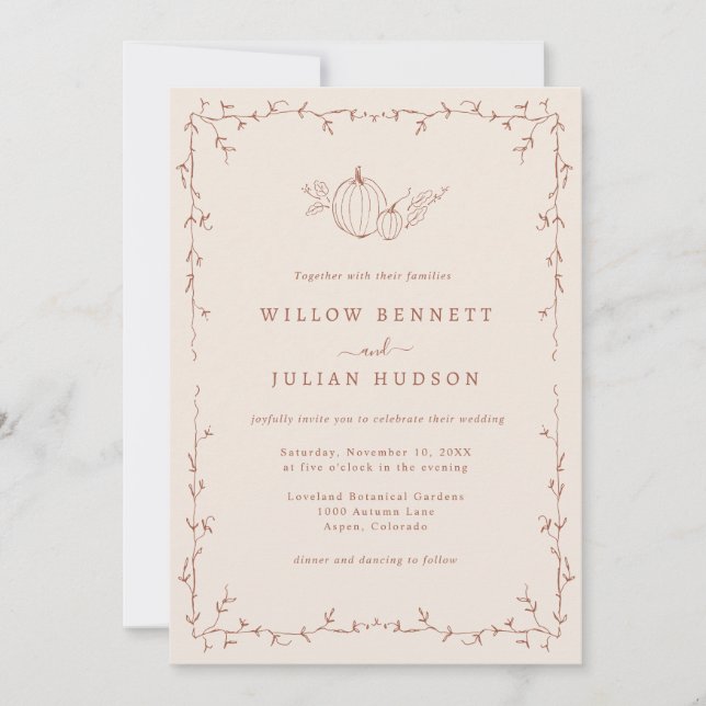 Convite para Casamento de Terracotta Pumpkin (Frente)