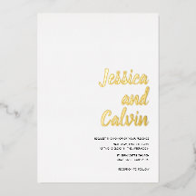 Convite para Casamento de Texto Dourado Minimalist