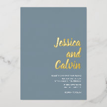 Convite para Casamento de Texto Dourado Minimalist