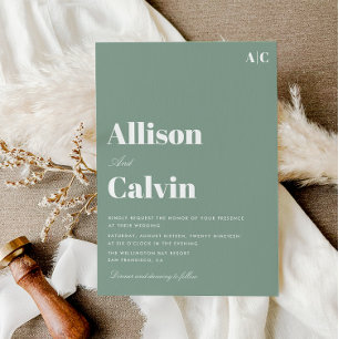 convite para casamento de texto moderno verde sage