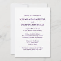 Convite para Casamento de Texto Roxo Formal Minima