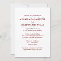 Convite para Casamento de Texto Vermelho Formal Mi