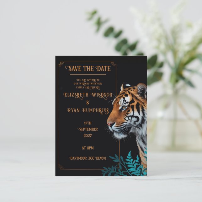 Convite para Casamento de Tigre Selvagem (Em pé/Frente)