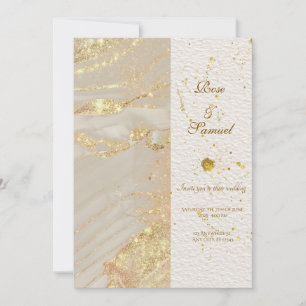 Convite Para Casamento De Tinta De Álcool Dourada
