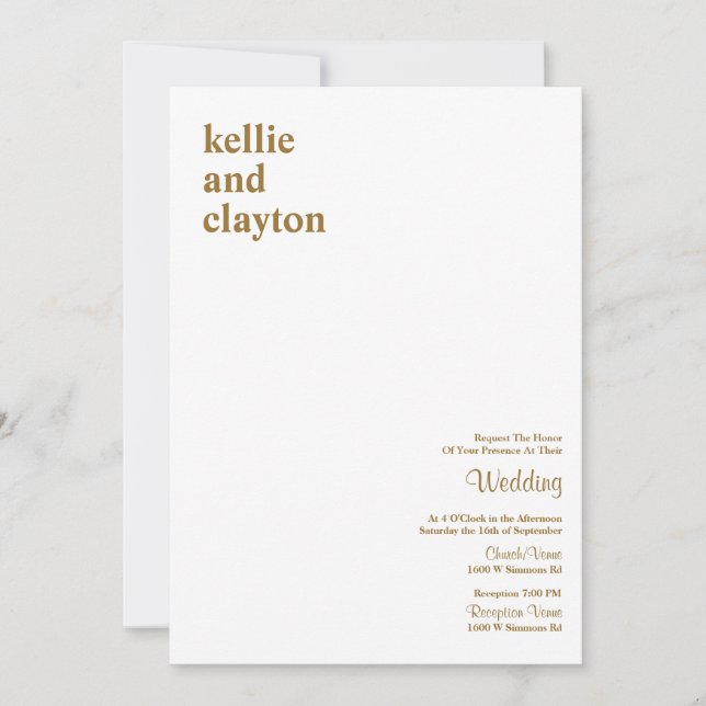 Convite para Casamento de Tipo Moderno Simples (Frente)