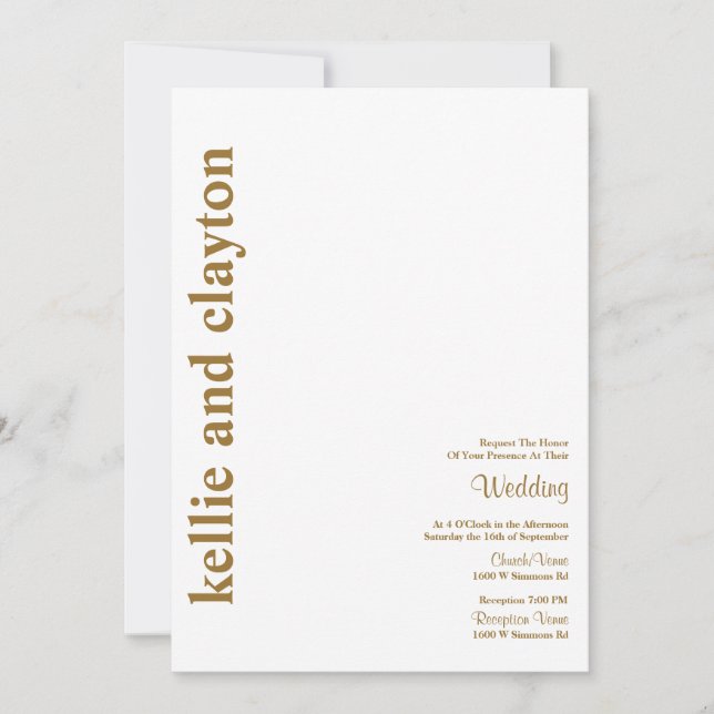 Convite para Casamento de Tipo Moderno Simples (Frente)