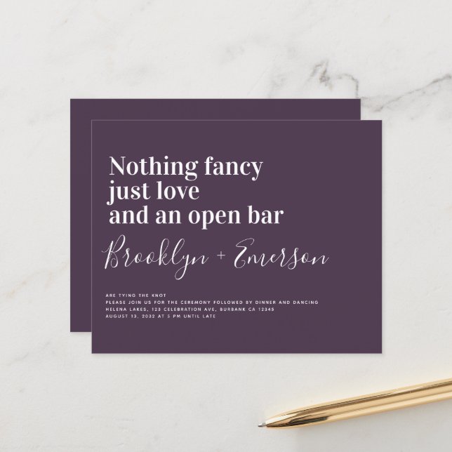 Convite para casamento de tipografia engraçada do  (Frente/Verso In Situ)