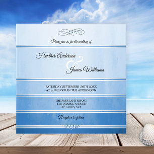 Convite Para Casamento De Ton sur Ton Ton Azul De 