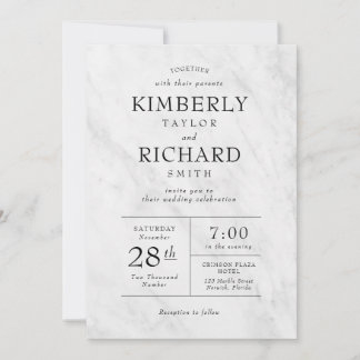 Convite para Casamento de Trendy Marble Moderno El