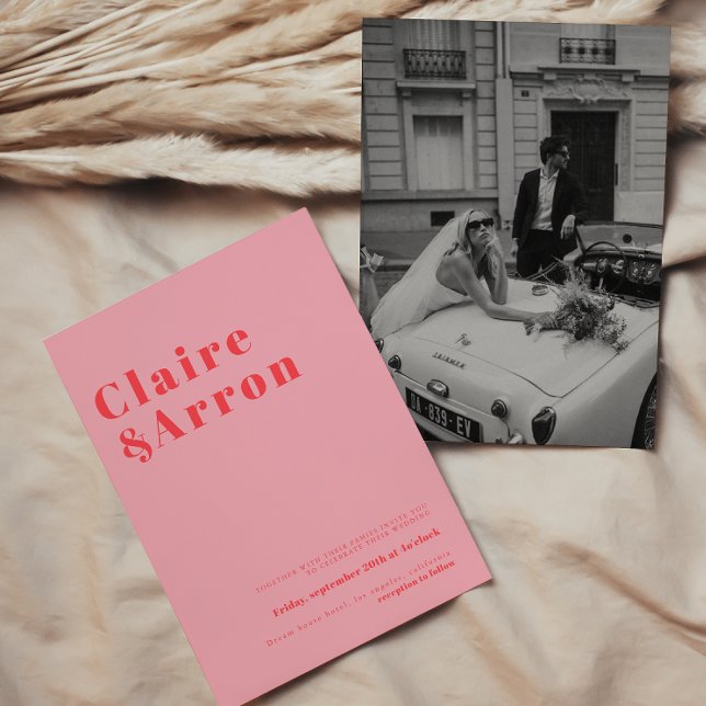 Convite para Casamento de Trendy Rosa Vermelha (Criador carregado)