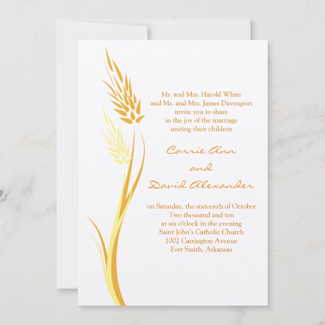 Convite Para Casamento De Trigo Na Costa Do Marfim (Frente)