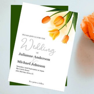 Convite para Casamento de Tulipas de Aquarela