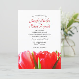 Convite para Casamento de Tulipas Vermelhas