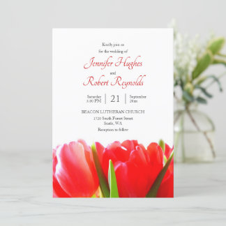 Convite para Casamento de Tulipas Vermelhas