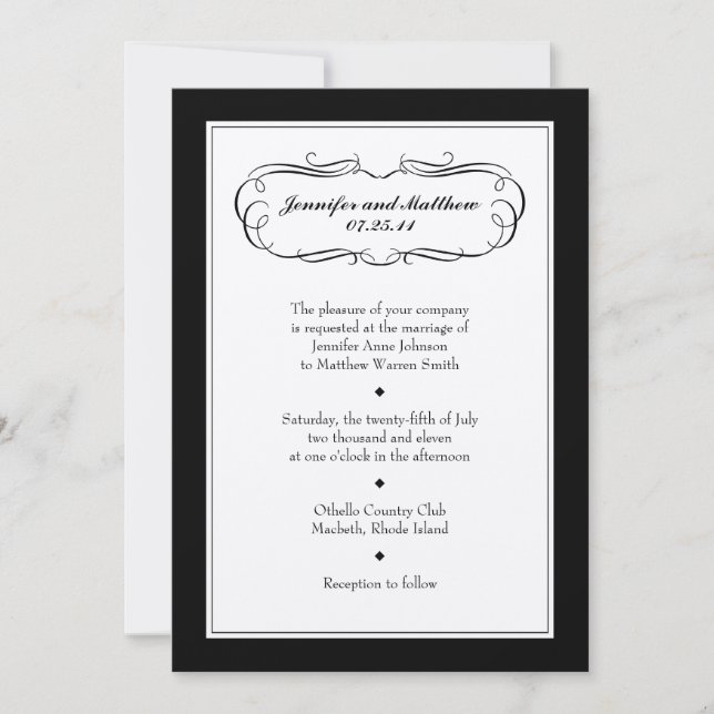 Convite para casamento de Tuxedo em Cream Paper (Frente)