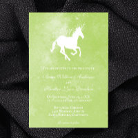 Convite para Casamento de Unicórnio Verde