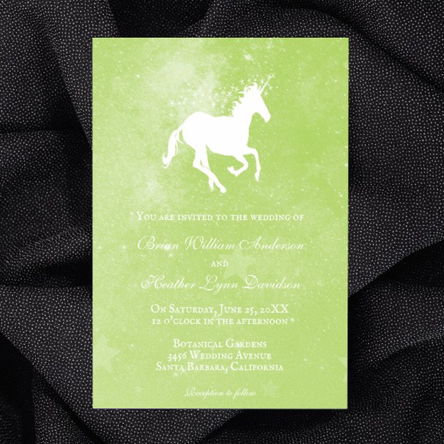Convite para Casamento de Unicórnio Verde (Green Unicorn Wedding Invitation)