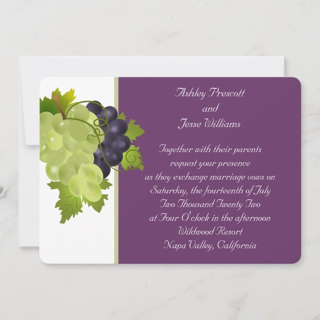Convite para Casamento de Uvas Napa (Frente)