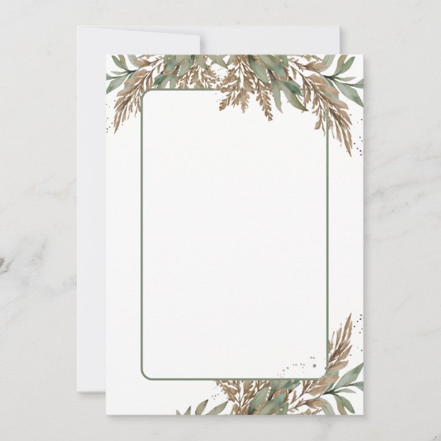 Convite para Casamento de vazios - folhagem verde  (Frente)