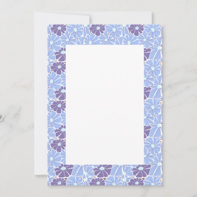 Convite para Casamento de vazios - margarida azul (Frente)