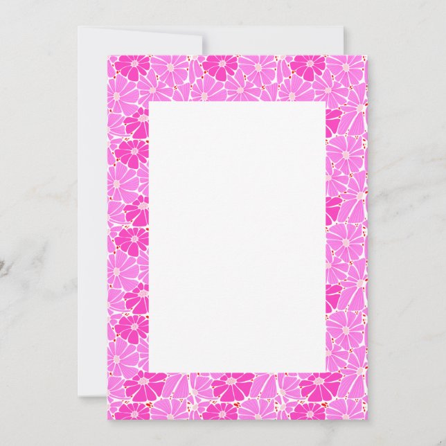 Convite para Casamento de vazios - margarida rosa (Frente)